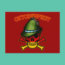 Oktoberfest Skull and Crossbones Design postcards