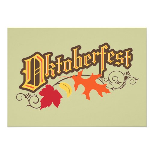 oktoberfest text and autumn leaves invitation