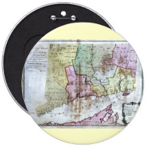 Old 1766 Connecticut Map Pinback Buttons