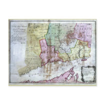Old 1766 Connecticut Map Postcard