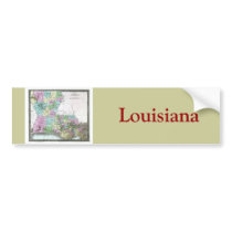 Old 1848 Louisiana Map bumper stickers