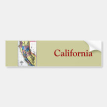 Old 1851 California Map Bumper Stickers