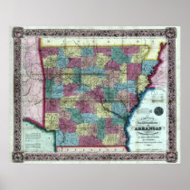 Old 1854 Arkansas Map Print