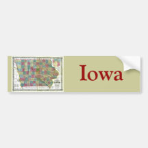 Old 1856 Iowa Map Bumper Stickers