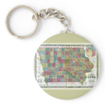 Old 1856 Iowa Map keychains