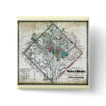 Old 1862 Washington District of Columbia Map Pinback Buttons