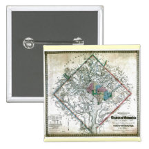 Old 1862 Washington District of Columbia Map Pinback Buttons