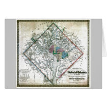 Old 1862 Washington District of Columbia Map Greeting Card