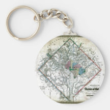 Old 1862 Washington District of Columbia Map Keychains