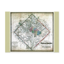 Old 1862 Washington District of Columbia Map postcards