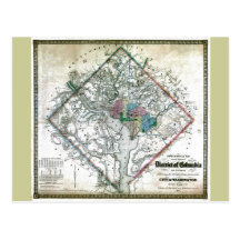 Old 1862 Washington District of Columbia Map Postcards