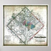 Old 1862 Washington District of Columbia Map Posters