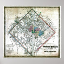 Old 1862 Washington District of Columbia Map Posters