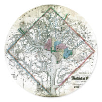 Old 1862 Washington District of Columbia Map Round Stickers