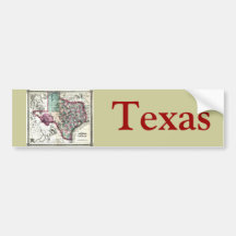 Old 1866 Texas Map Bumper Stickers