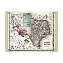 Old 1866 Texas Map postcards
