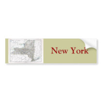 Old 1884 New York Map bumper stickers