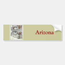 Old 1887 Territory of Arizona Map Bumper Sticker