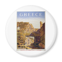 Old Advert Greece Mycenae Gate Of Lionesses Magnet