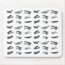 Old airplanes in black and white, vintage aircraft mousepads