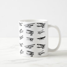 Old airplanes in black and white, vintage aircraft mug