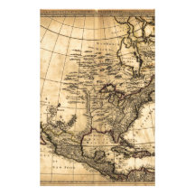 Old American Map Stationery Paper