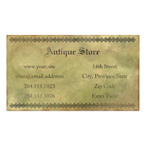 Old and Grungy Antique Vintage Business Card (back side)