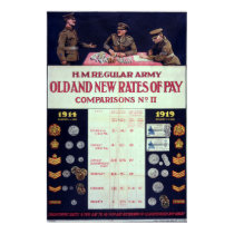 Old and new rates of pay WWI posters