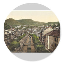 Old and new roads, Carlsbad, Bohemia, Austro-Hunga Round Stickers