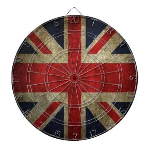 Old Antique UK British Union Jack Flag Dart Board Zazzle