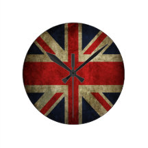 Old Antique UK British Union Jack Flag Wallclocks
