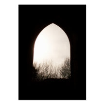Old arch window, with Winter Trees. Business Cards