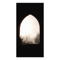 Old arch window, with Winter Trees. Photo Cards
