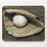 Old Baeball Mit and Ball Mouse Pads