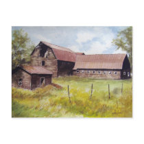 Old Barn and Farmhouse- postcard