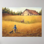 OLD BARN, APALOOSA, BOY & DOG by SHARON SHARPE Print