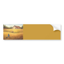 OLD BARN, APPALOOSA, BOY & DOG by SHARON SHARPE Bumper Sticker