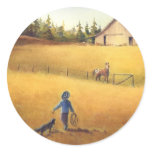 OLD BARN, APPALOOSA BOY & DOG by SHARON SHARPE Sticker