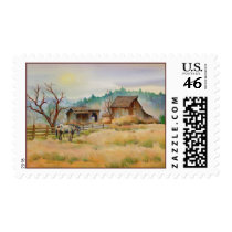 OLD BARN & APPALOOSA  by SHARON SHARPE Stamp