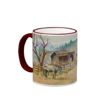 OLD BARN by SHARON SHARPE mugs by sharonsharpe OLD BARN by SHARON SHARPE mugs