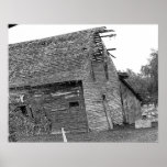 Old Barn in Ink Poster