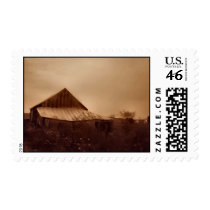 old barn postage stamp