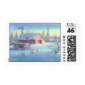 OLD BARN & WAGON by SHARON SHARPE postage