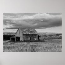 Old Barn with Sky "Black and White" Print