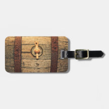 Old barrel travel bag tag