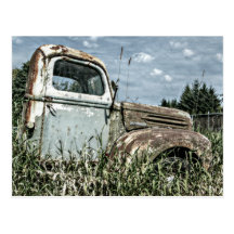 Old Beater Truck - Rusty Vintage Farm Vehicle Postcard