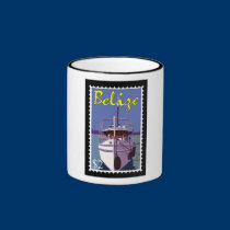 Old Belizean yacht stamp mugs