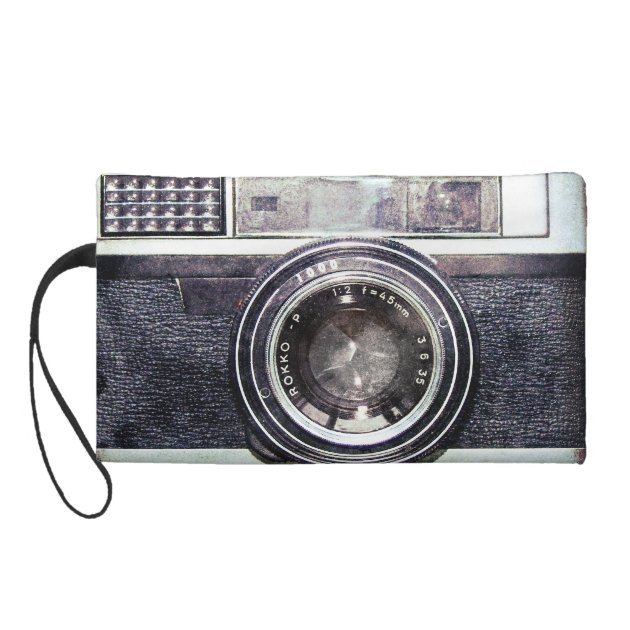 Old black camera wristlet purse