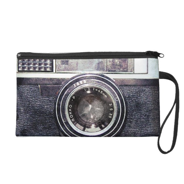 Old black camera wristlet purse