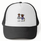 zaz_trucker_hat - This African American couple shows that no matter what age you are it is never too late to find love and get married.  This great gift is perfect for anyone who is marrying their same sex partner, show everyone that you are in love and nothing will stop you from declaring your love. Great to show everyone you were just married, or for use as wedding favors or invitations.